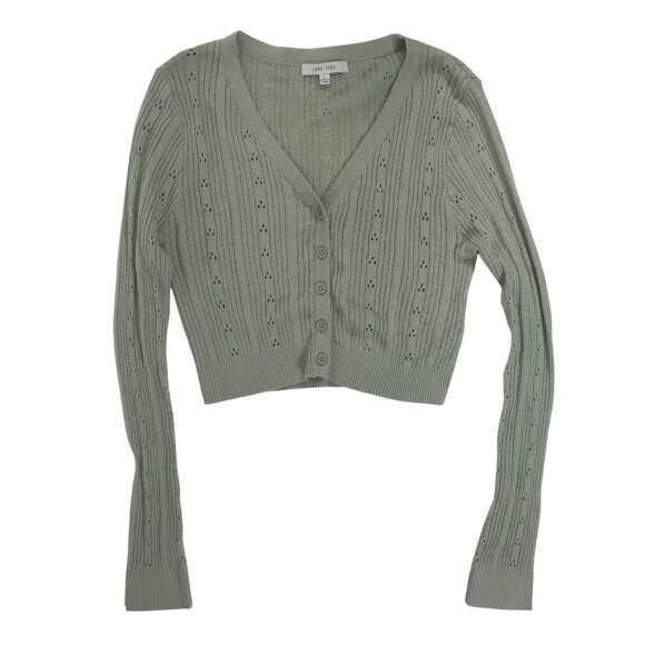 Love Tree Sage Green Cottagecore Coastal Knit Cropped Cardigan Sweater / Large - Picture 5 of 7